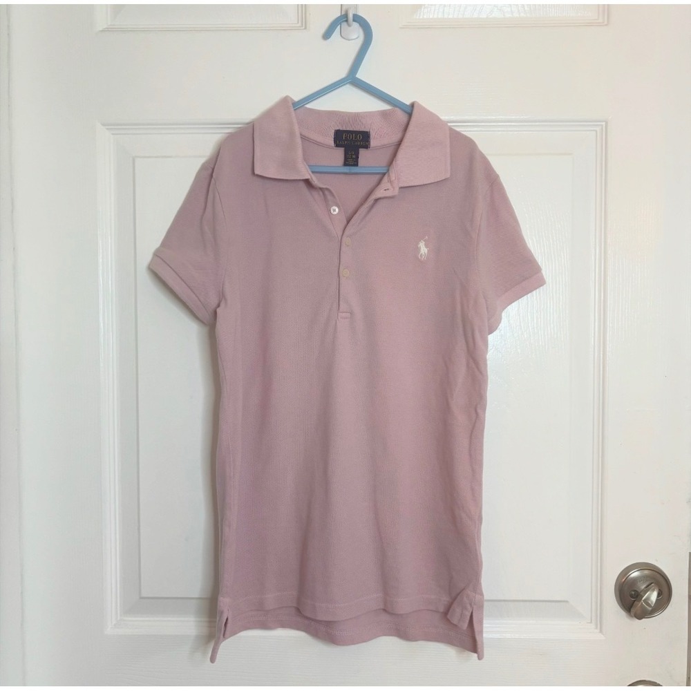 Polo Ralph Lauren Boys Pink Cotton Pique Short Sleeve Polo Shirt Size L 12-14